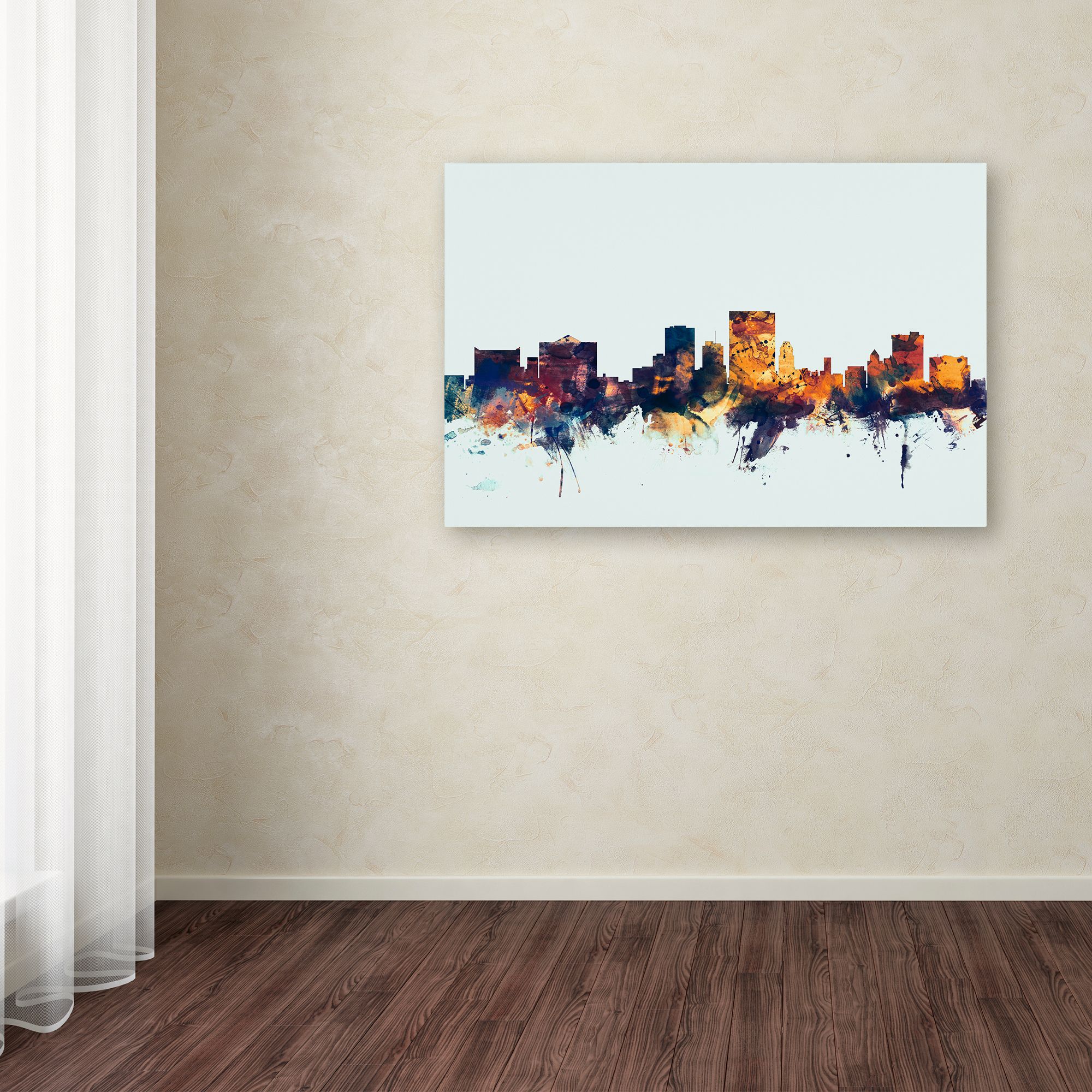 Trademark Fine Art "El Paso Texas Skyline Blue" Canvas Art by Michael Tompsett