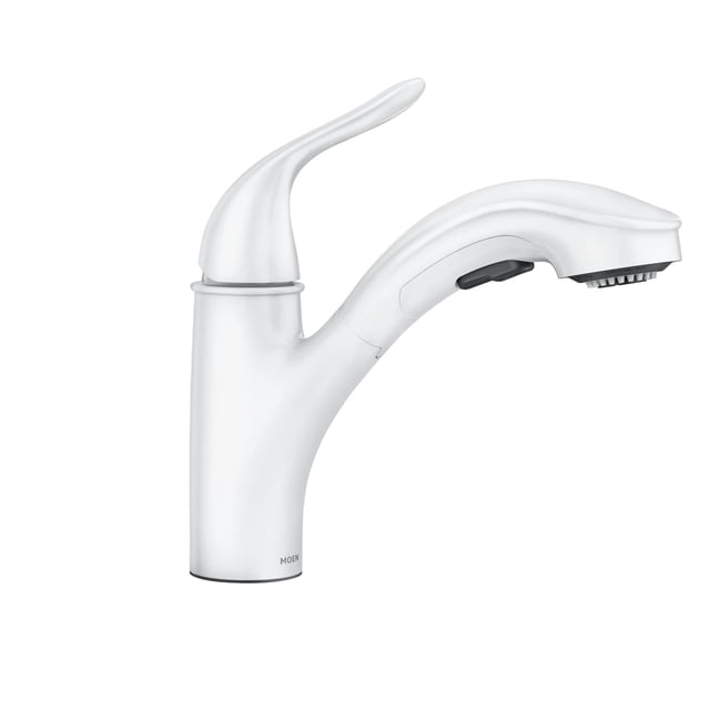 Grifo de cocina Moen Brecklyn Glacier blanco con rociador extraíble