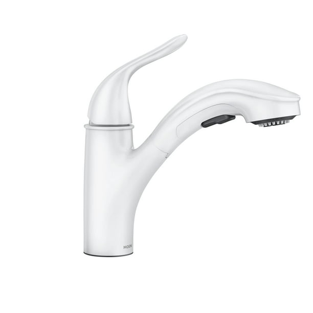 Grifo de cocina Moen Brecklyn Glacier blanco con rociador extraíble