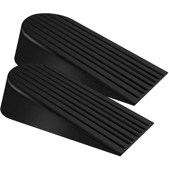 Big Door Stopper 2 Packs, Heavy Duty Wedge Rubber Door Stop for Heavy Door, Non-Scratching Floor, Works on Carpet Tile Wood Concrete - Commercial Door Stopper for Home Office School (Black, 6.3 Inch)