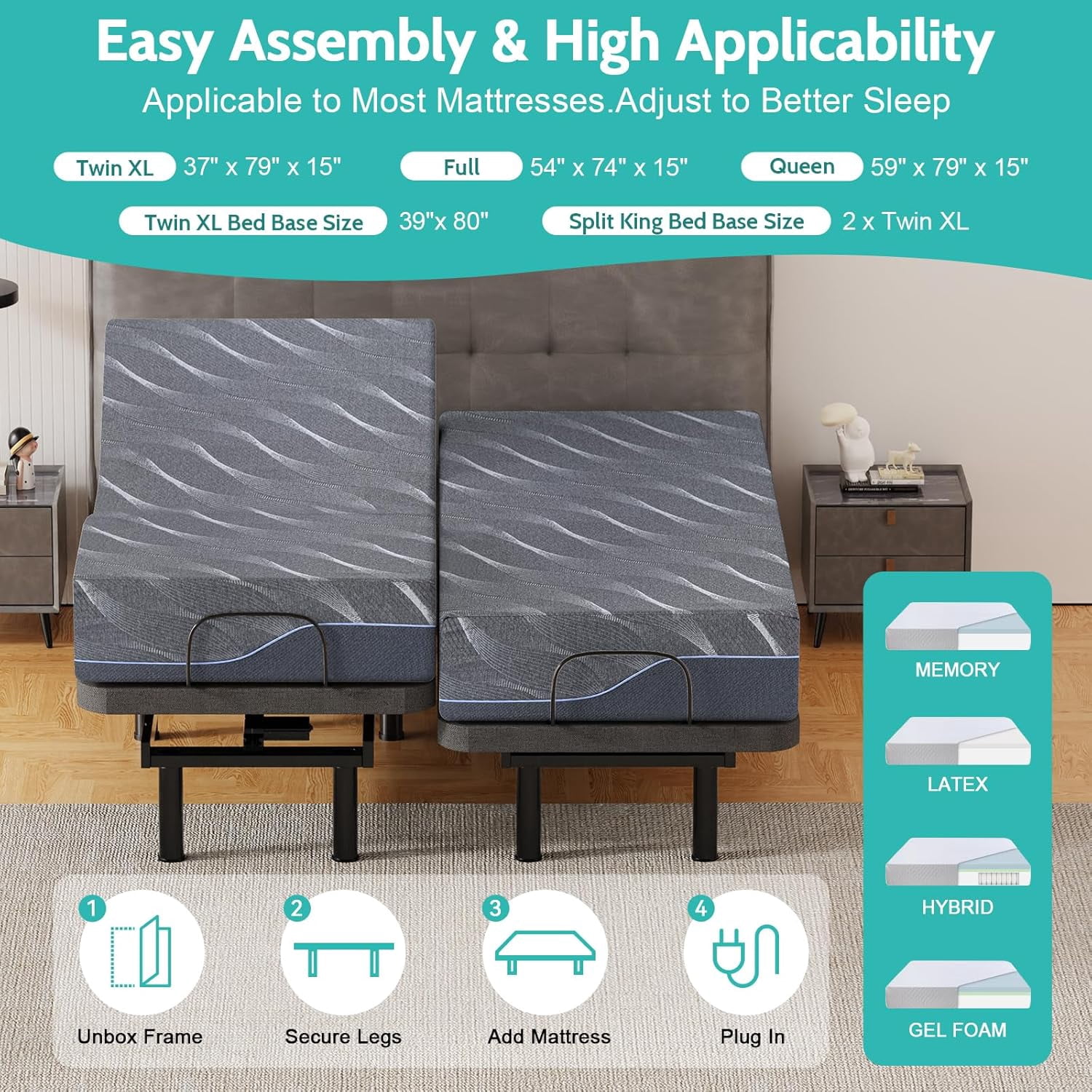 Vipbear 12-inch Twin-XL Memory Foam Mattress in a Box, Pressure Relief with Medium Firm Support, Suitable for Multiple scenarios Including bedrooms, Electric beds and RVs, 80" L × 38" W Gray