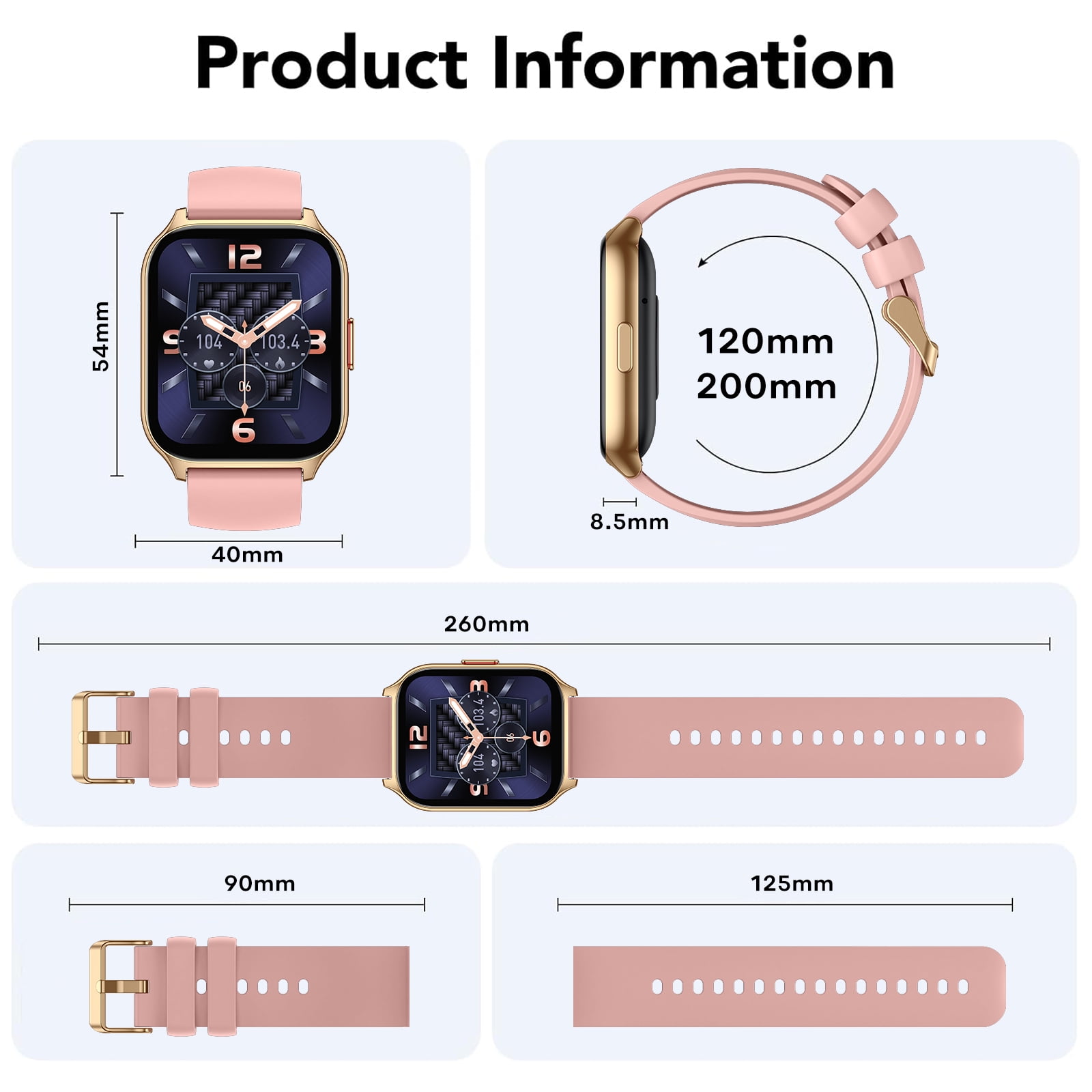 Smart Watch for Android and iPhone, TIGRADE Answer/Make Call Smartwatch for Men Women Waterproof, 23 Sport Modes, Fitness Activity Tracker, Pink
