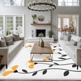 thumbnail image 4 of Yellow Flower Living Room Rugs 5'x7', Abstract Spring Autumn Simple Yellow Floral Black Leaf Low Pile Throw Large Area Rugs Non-Slip Sturdy Edge Binding Carpet for Dining Room Bedside Kitchen, 4 of 9