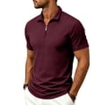 thumbnail image 6 of LEKWK Collared Shirts for Men Short Sleeve Quarter Zip Waffle Knit Golf Top Casual Lightweight Breathable Athletic Shirt for Tennis Business Work Summer Wear, 6 of 8
