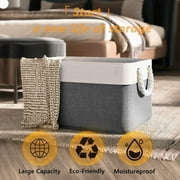 TESPERT 3-Pack Large Storage Baskets Set - Collapsible EVA Organizer Bins with Handles for Shelves, Nursery, Office (13.8x9.8x6.7) - Space Saving & Multi-Purpose, White & Grey
