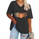 thumbnail image 2 of Camisetas Casuales de las Mujeres con Cuello en V Grande de la Calabaza de Acción de Gracias de Manga Corta, Base de Verano de Color Sólido para el Uso Diario, 2 of 4