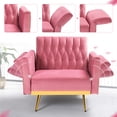 thumbnail image 4 of ACMEASE Velvet Accent Chair with Adjustable Armrests and Ottoman, Pink, 4 of 7