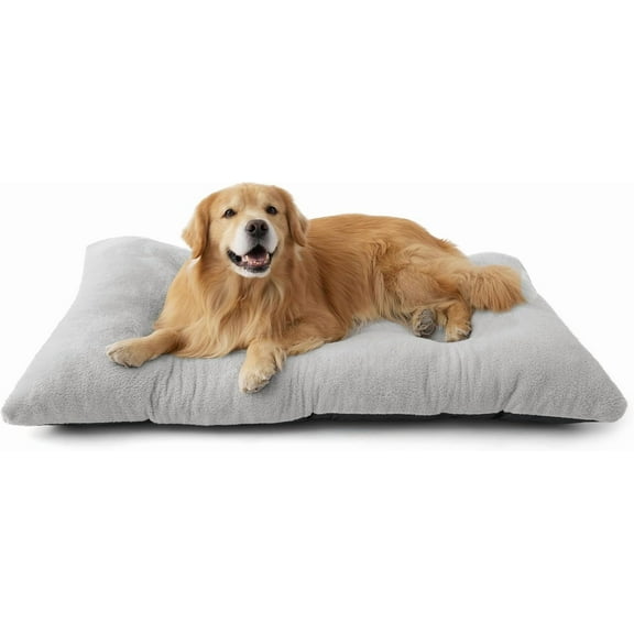 Washable Dog Bed for Crate for XXL Dogs, Giant Comfort Fluffy Plush Pet Kennel Pad with Non-Slip Bottom, Machine Washable Pet Sleeping Mat for Jumbo, XXL 47"x29", Gray
