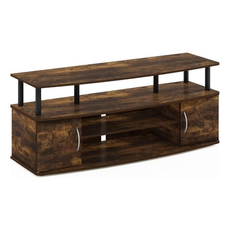 Pemberly Row Large Entertainment Center Hold up to 55-IN TV in Amber Pine/Black