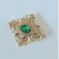 thumbnail image 3 of Geometric Green Stone Brooch Pin for Women Unisex Gold-Toned Rhinestone Hollow Brooches Lapel Pins Fashion Crystal Dress Accessories Elegant Jewelry, 3 of 6
