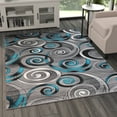 thumbnail image 3 of Masada Rugs Turquoise Grey Modern Contemporary Woven Area Rug, Hand Carved (5 Feet X 7 Feet, Turquoise), 3 of 7