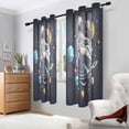 thumbnail image 2 of Yayeee Window Curtains Set of 2 for Living Room Light Filtering 63"x42", Black Record, 2 of 7