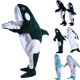 thumbnail image 1 of Saco de dormir Skymirror con forma de ballena de dibujos animados, franela suave, para acampar, salidas familiares y pijamadas, manta ponible, para adultos y niños, cosplay, mono con capucha, 1 of 8
