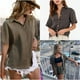 thumbnail image 4 of Blusa HOTOUCH de algodón para mujer, cuello en V, cuello en V, manga corta, 4 of 6