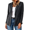 thumbnail image 3 of Womens Faux Suede Blazer Business Casual One Button Slim Suit Jackets Lapel Collar Solid Color Trendy Outfits Dark Gray XL, 3 of 9