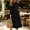 Black, variant on Women Solid Crew Neck Gathered Cuff Long Sleeve Pocket Loose Winter Casual Midi Dress