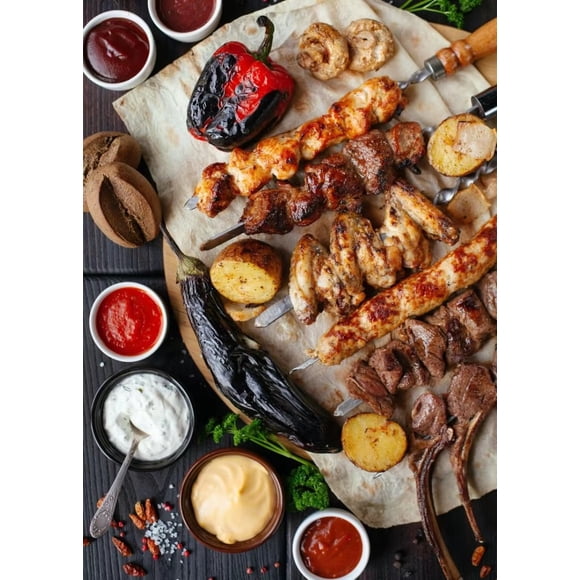 Delicious Barbecue Ham Chicken Wings Steak Roast Chicken Poster Canvas Paintings Wall Art Pictures Restaurant Kitchen Home Decor50 x 70 cm frameless,SKU-16