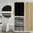 thumbnail image 5 of Beige Shower Curtain, Waterproof Shower Curtains for Bathroom, Modern Abstract Art Farmhouse Striped Washable Fabric Bathtub Curtain Set Bath Decor with 12 Hooks Extra Long 72"x96", 5 of 8