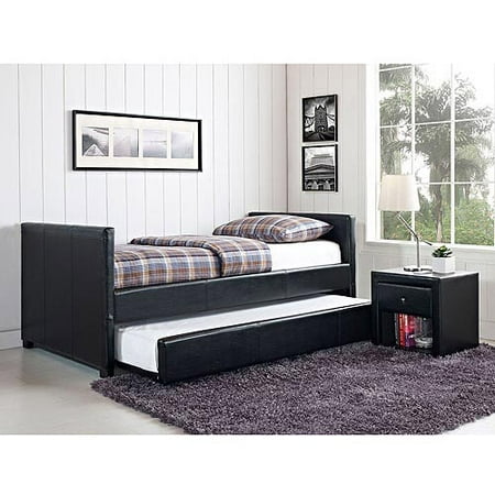 Stratus Twin Daybed with Trundle, Black Faux