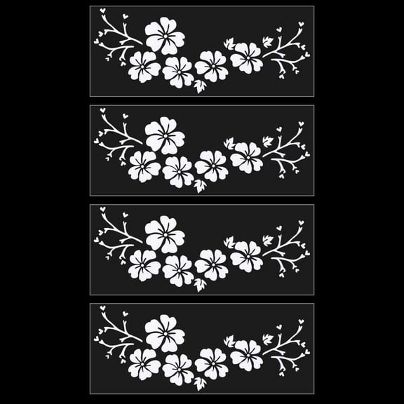 4 Sheets Hawaiian Stickers and Decals Hibiscus Flower Car Sticker White Automotive Decals Waterproof Vinyl Automotive Exterior Decor