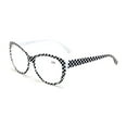 thumbnail image 2 of Women Oversized Reading Glasses - Clear Lens Readers Jackie Oval Leopard Checker, 2 of 5