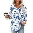thumbnail image 2 of Womens Crew Neck Shirts 3/4 Sleeve Blouses Tunics Top Floral Printed Shirts Fashion 2026 Basic Tops Going Out Outfits Y2K Clothes, 2 of 7