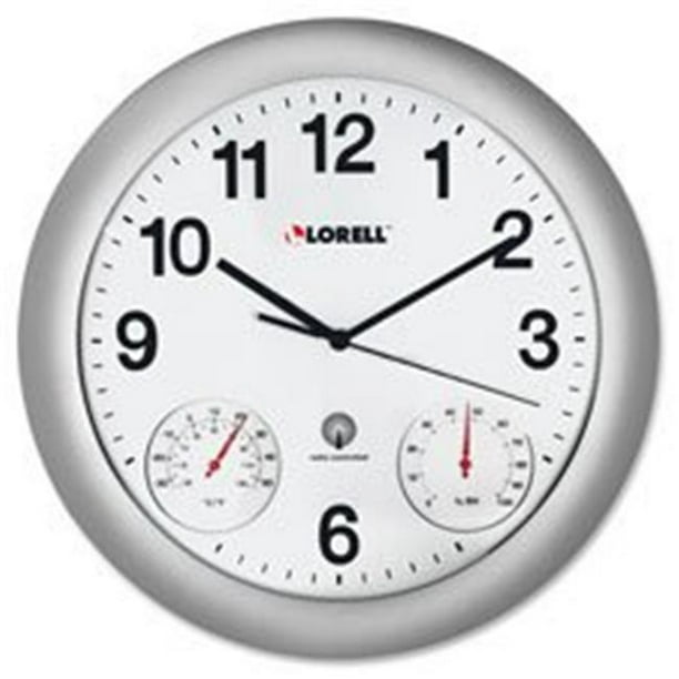 Lorell LLR61000 Analogique Température-Humidité Horloge Murale&44; 12 Po&44; Argent