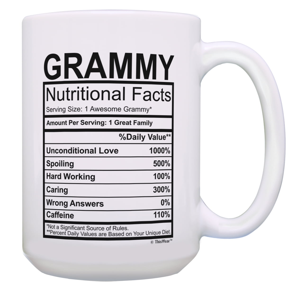 Grammy Mug Grammy Nutritional Facts Grammy Presents 15oz Coffee Mug Tea Cup