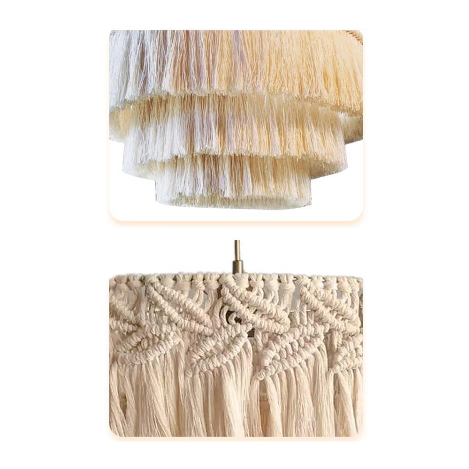 Macrame Lamp Shade Hanging Light Cover Modern Handwoven Chic Tassel Boho Light Shade Lampshade for Bedroom Dorm Room Home Office Restaurant , 30cmx35cm
