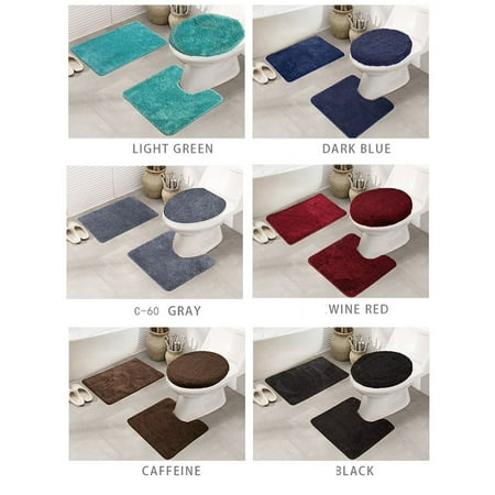 Simple 3PCS/SET Modern Design Solid Bathroom Rug Set Bath Mat Toilet ...