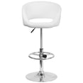thumbnail image 3 of Contemporary White Vinyl Adjustable Height Barstool with Barrel Back and Chrome Base, 3 of 9