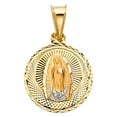 thumbnail image 2 of Ioka-14K Tri Color Gold Diamond Cut Our Lady of Guadalupe Stamp Charm Pendant with 2.1mm Valentino Chain Necklace - 20", 2 of 6