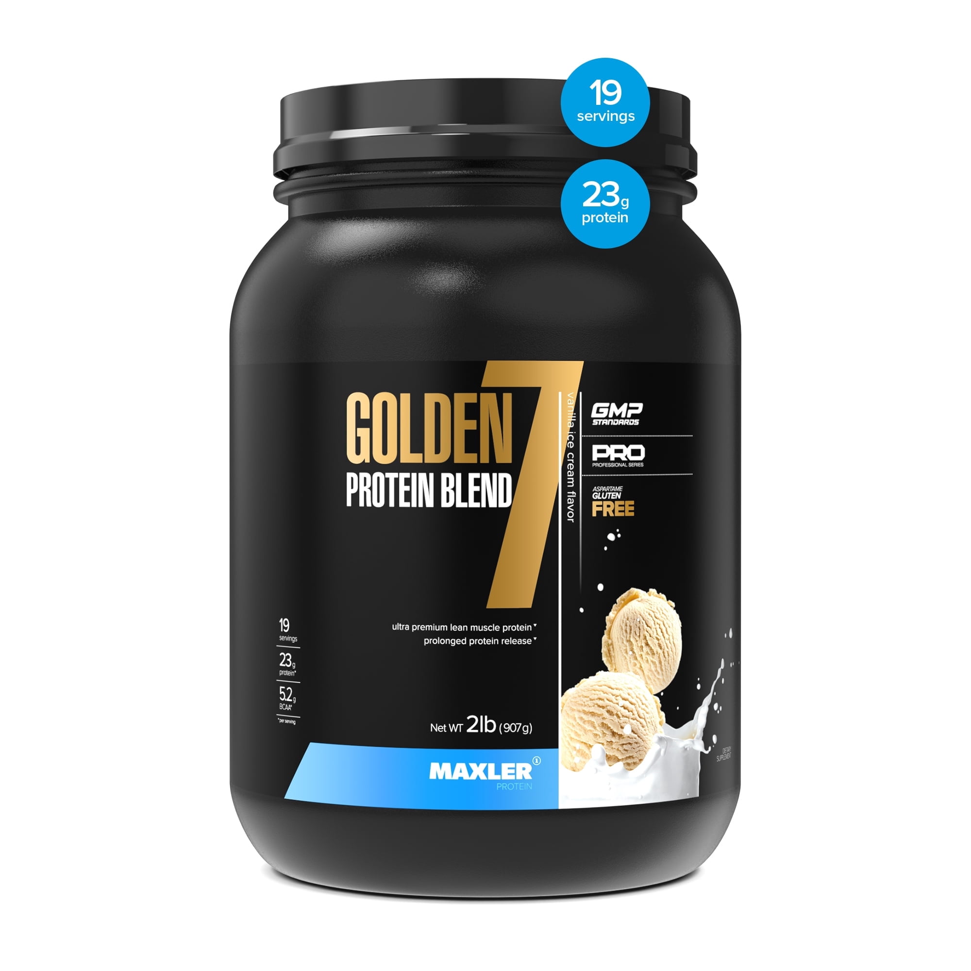 Maxler Golden 7 Protein Blend - Protein Powder for Muscle Gain & Recovery - Vanilla Protein Powder 2 lb