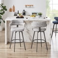 thumbnail image 4 of Hausfame 30" Swivel Bar Height Bar Stools, Linen Upholstered Full Back & Durable Metal Footrest, Grey, Set of 2, 4 of 9