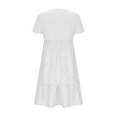 thumbnail image 5 of Efsteb Summer Dress for Girls Kids Beach Vacation Casual Short Sleeve V Neck Pleated Ruffle Hem Flowy Mini Dresses (White,9-10 Years), 5 of 7