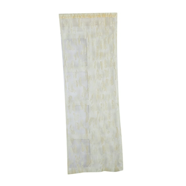 Cortina de ventana con estampado de mariposas, borlas, tul, cenefa, panel divisorio