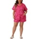 thumbnail image 1 of Conjunto de pijamas de talla grande GRACE & GRANDEUR para mujeres, con botones, estrellas, de manga corta, ropa de dormir, rosa intenso, 2X, 1 of 1