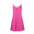thumbnail image 4 of GXIPO Women Summer Dresses Vacation Sleeveless Loose Spaghetti Strap Button Down Knee Length Dress Plus Size Sun Dresses Resort Wear Hot Pink M, 4 of 9