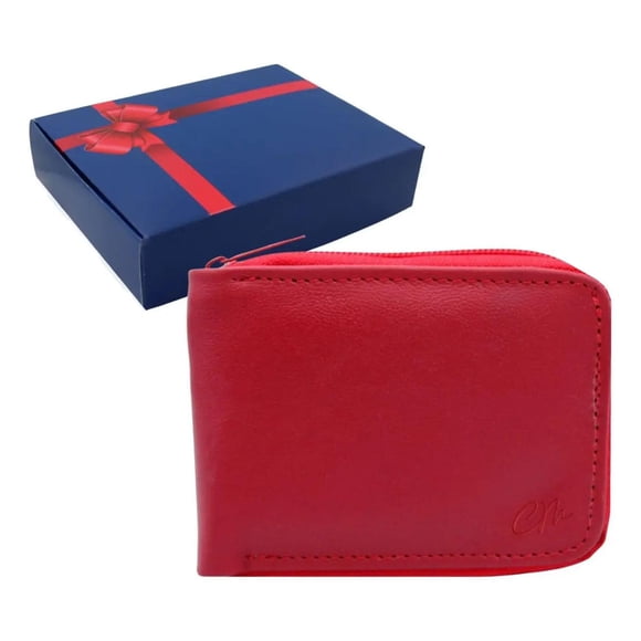 Cartera Cierre Premium Hombre Piel Genuina Identificación