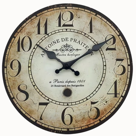 2D Flat Wooden Wall Clock A Vintage Wooden Decorative Wall Clock Silent Silent Quartz Clock Living Room Bedroom Spiritual Home Decor Study Cafe Decor Holiday Gifts - AA Battery Not Included