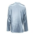 thumbnail image 4 of ZHENHONG T Shirts for Women,Casual Elegant Cowl Neck Satin Blouse Plain Drop Shoulder Long Sleeve Work Shirt,Blue Women Blouses, 4 of 5
