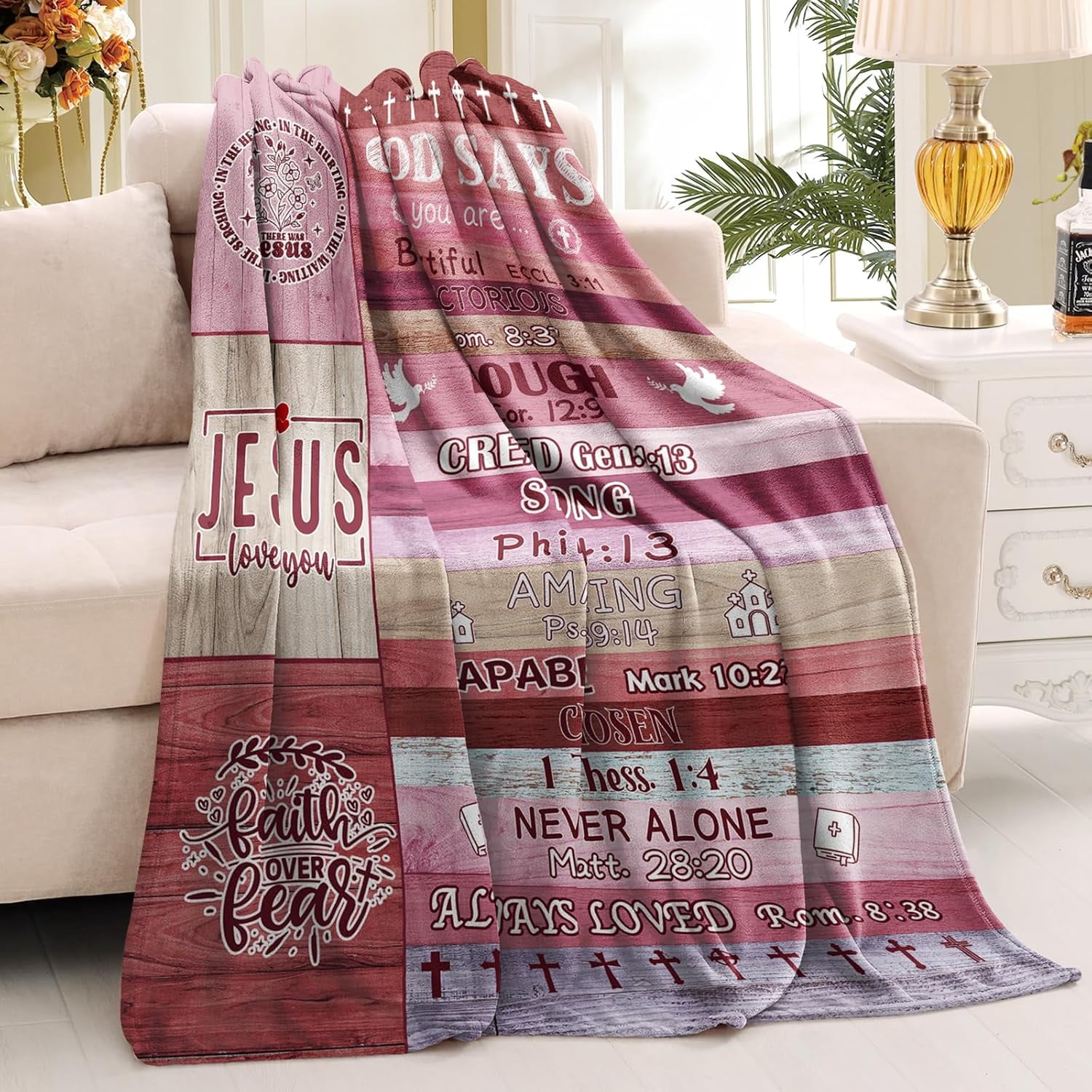 Christian Gifts for Women, Religious Gift for Women, Faith Bible Religious Gifts, Birthday Gift for Christian Women, Inspirational Positive Gift for Women Girl Christian Throw Blankets 50x60