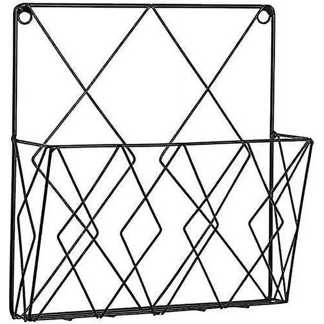 Wall Mounted Magazine Rack, Newspaper Bookcase Storage Rack Black Wire Metal Basket Decorative Rack