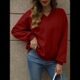 thumbnail image 4 of Sudadera de Cuello en V de Gran Tamaño para Mujer, Sudadera de de Larga, Sudadera con Capucha, Top Cómodo. Vino Tinto L, 4 of 10