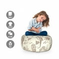 thumbnail image 2 of Fast Food Storage Toy Bag Chair, Monochrome Sketch of Ice Cream Cone Banana Fruit Peeled French Fries, Stuffed Animal Organizer Washable Bag, Small Size, Ivory and Dark Rosewood, by Ambesonne, 2 of 3