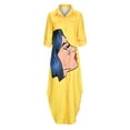 thumbnail image 5 of Lilgiuy Women's Casual Lapel Printing Button Single-Breasted Long-sleeve Shirt Split Long Dress Yellow 2022 Fall Winter, 5 of 5
