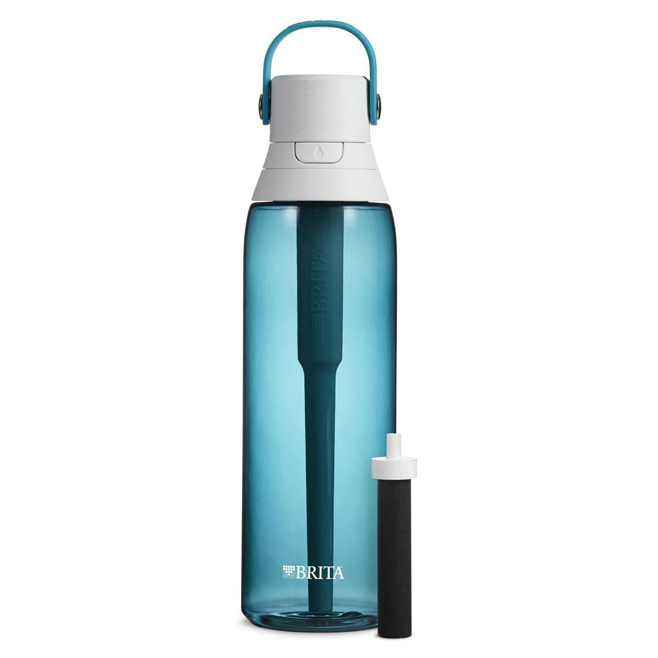 Brita Filtering Water Bottle with Straw, BPA-Free Water Bottle for Sports, Travel or Hiking, Easy-carry loop, Leak-proof lid, 26 Oz,, Sea Glass