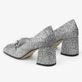 thumbnail image 5 of FSJ Women Dress Square Closed Toe Loafer Shoes Comfort Chunky High Heeled Pumps with Chain Decor Soft Color All Seasons for Lady, 5 of 6
