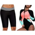 thumbnail image 1 of Womens Long Boardshort Swim Bottom and Zip Front Long Sleeve Rash Guard Surfing Swimsui Bundle, 1 of 8