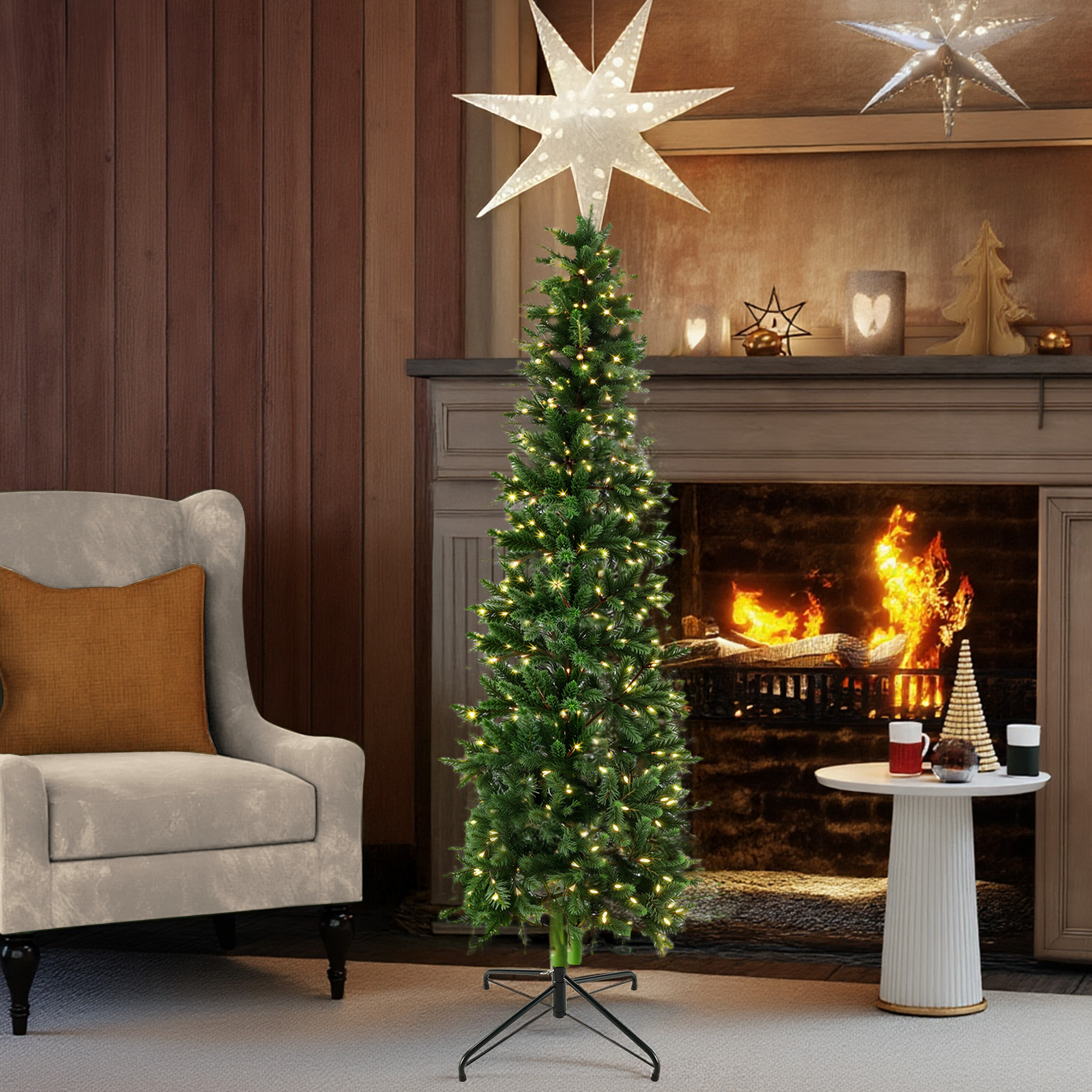 edx 4.5' Pre-Lit Pencil Christmas Tree 120 LED Green photo 7